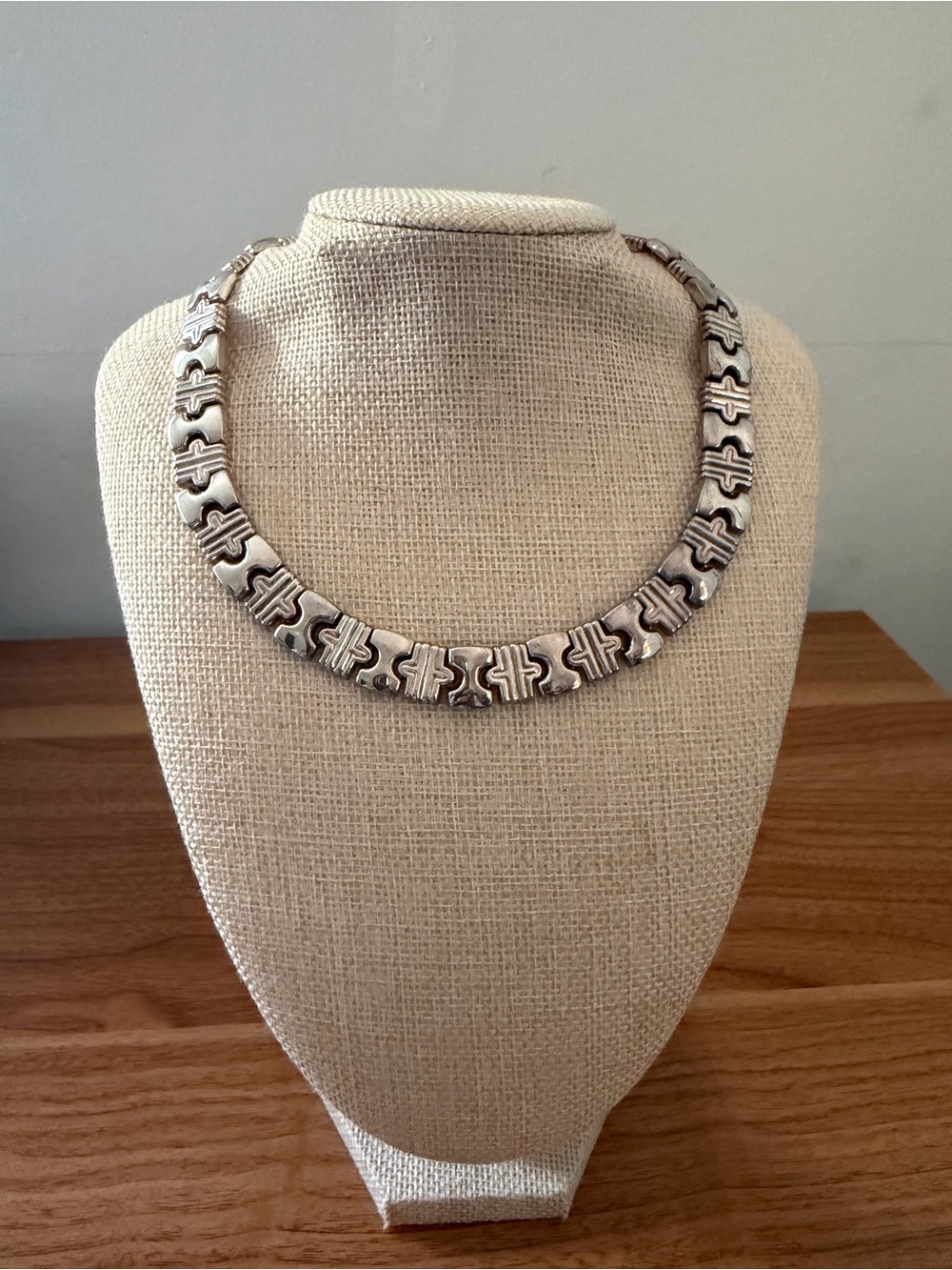 Italian sterling silverLinked Chain Choker Necklace - Silver